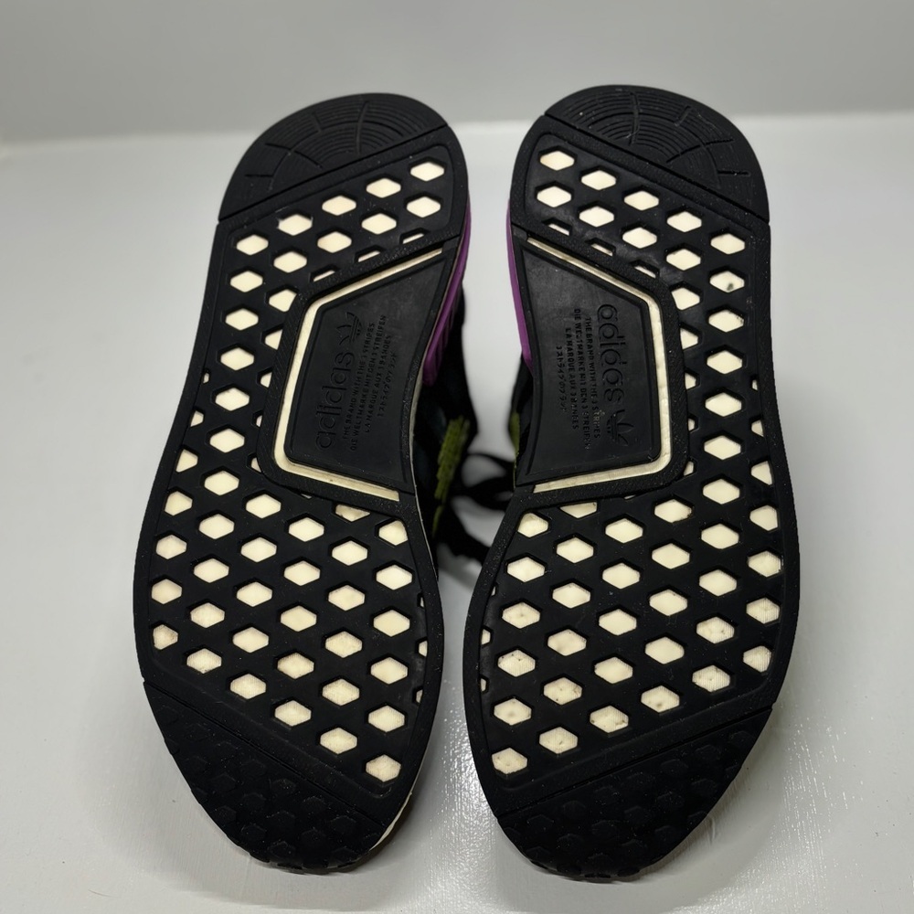 Adidas NMD R1 Black Neon Yellow Purple Boost Sneakers Men’s 11 - Picture 10 of 10